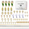 62pcs 3D Cross Nail Charms Rhinestones San Judas Virgin Mary Angel Gold Charms for Acrylic Nail Art Religious Gems Jewels Alloy Metal Nail Chains Tip Manicure Accessories Decoration Supplies Craft DIY