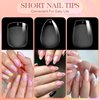 krofaue 3 Styles Short Nail Tips Kit - 720PCS Half Matte Coffin Nails Almond Nails Square Fake Nails Full Cover Press on Nails Extension for Soft Gel Nail Tips Set Art DIY Home