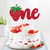 1 PCS Strawberry One Cake Topper Glitter First Birthday Sweet One Strawberry Cake Pick Berry 1st Birthday Cake Decoration for Strawberry Theme Baby Shower Kids 1st Birthday Party Supplies Red