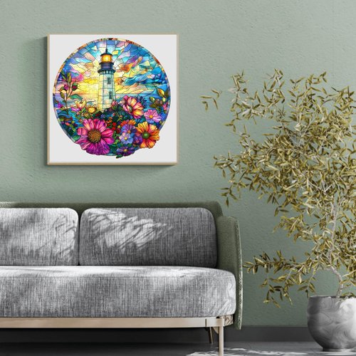 Wooden Puzzles for Adults, Lighthouse Wooden Puzzles, 300 Pieces Puzzles for Adults, Birthday Gifts for Women Men, Wood Adult Puzzles (L-13.4 * 13.1in)