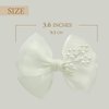 2Pcs Off White 2.7” Pigtail Hair Bows small Hair Clips Baptism Bow Christening Bow(L-off white hair clips with cross)