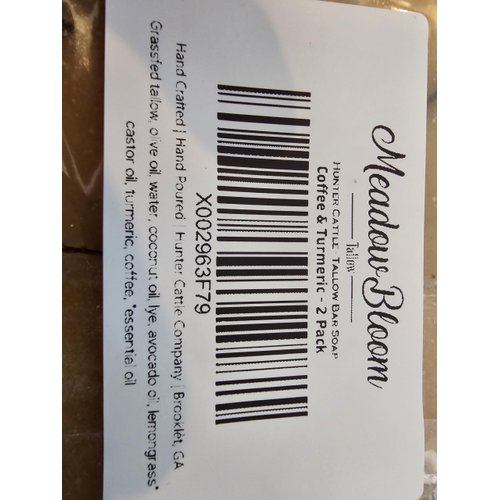 HUNTER CATTLE CO. EST'D 2004 HC Meadow Bloom Tallow Bar Soap - Lemongrass, Coffee & Turmeric 2 Pack - Made with All Natural 100% Grass Fed Tallow Handmade Soap Bar - Great for Face or Body Soap