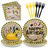 Grencian 96 PCS Handyman Tools Party Supplies Handyman Tools Party Plates 350GSM Disposable Handyman Tools Birthday Tableware Set for Little Builder Carpentry Construction Birthday Party, Serves 24
