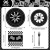 96 PCS Race Car Birthday Party Supplies Cars Birthday Decorations Tableware Set Racing Party Plates Napkins Forks for Kids Boys Serves 24