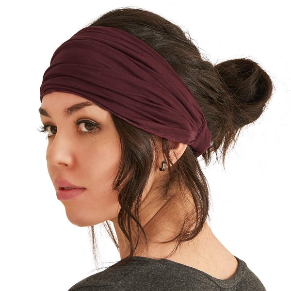 Maroon Japanese Bandana Headbands for Men and Women – Comfortable Head Bands with Elastic Secure Snug Fit Ideal Runners Fitness Sports Football Tennis Stylish Lightweight M