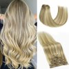 Doupor Clip in Hair Extensions Real Human Hair,Highlight Mixed Bleach Blonde Remy Human Hair Seamless Clip in Hair Extensions Soft Natural Clip ins for women,18p/613 8pcs 100g 16inch