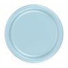 24 Plates 7" Paper Dessert Plates Wax Coated - Light Blue