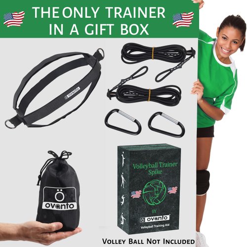 OVANTO Volleyball Training Equipment Aid – Solo Volleyball Equipment in 4 Styles to Serve, Spike, Set and Pass Like a Pro - Adjustable Volleyball Practice Equipment Gift for Beginners & Experts