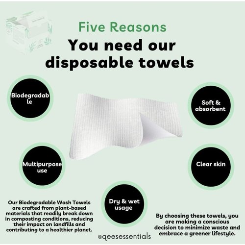 Eco Friendly Disposable Towels, Biodegradable Face Towels Makeup Remover Non Toxic Face Wipes Disposable Washcloth Sensitive Skin Wash Cloth