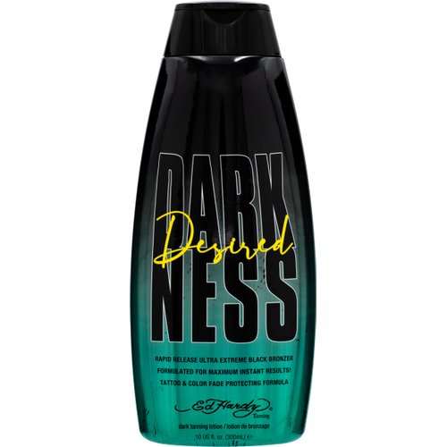 Ed Hardy Tanning Desired Darkness Dark Tanning Lotion – Rapid Release Ultra Extreme Black Bronzer Formulated for Maximum Instant Results, Tattoo and Color Fade Protecting Formula – 10 oz.