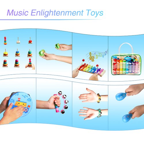 Kids Musical Instruments For Toddlers,Baby Musical Toys For Toddlers,Kid Toys For Girl Gifts,First Birthday Gifts For Boys,Kids Xylophone,Maracas For Baby,Wooden Instruments Toddler Toys With Bag