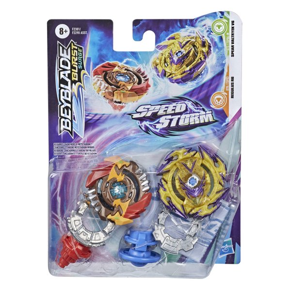 Beyblade Burst Surge Speedstorm Spear Valtryek V6 and Regulus R6 Spinning Top Dual Pack - 2 Battling Game Top Toy for Kids Ages 8 and Up