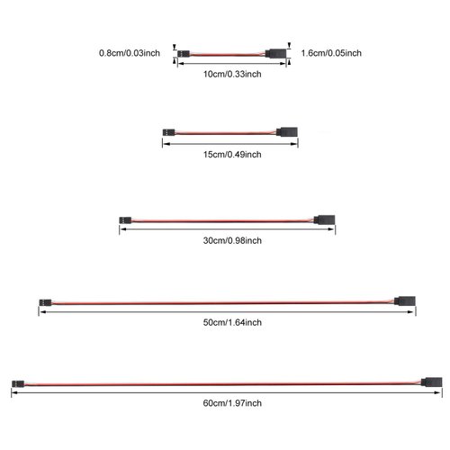 30 Pcs 3-Pin Extension Cable Cord Male to Female Lead Wire Connectors for Servo Extension Connection Control Board Remote Control Parts - 5 Sizes