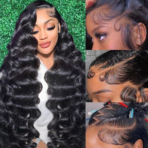 Zlzlblbl 13x6 Lace Front Wigs Human Hair Pre Plucked 210 Density Body Wave HD Lace Front Wigs for Women Human Hair Glueless (Natural Color Body Wave Wig, 26 Inch)
