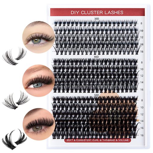 DIY Lash Clusters 320 Pcs Eyelash Extensions 30D 40D 50D Eyelash Clusters Natural Look Wispy Lashes D Curl -16mm Cluster Lashes Individual Lashes Thin Band & Soft