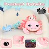 Tezituor Giant Mommy Axolotl Stuffed Animal with 4 Babies Inside, 31.5" Soft Realistic Axolotl Plush Pillow Toy Luminous Squishy Axolotl Plushies Birthday Gifts for Boys Girls