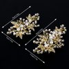 CROWN GUIDE Gold Rhinestone Hair Clips for Women Bridal Hair Pins Piece Wedding Hair Accessories for Brides Leaf Flower Pearl Barrettes for Girls