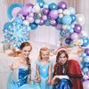 Amandir 162PCS Snow Birthday Party Supplies, Snow Balloon Garland Arch Kit Fringe Curtain Blue Purple Snowflake Confetti Balloons Princess Winter Wonderland Girl Baby Party Decorations