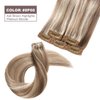 FUBILI Clip in Hair Extensions Ash Brown Highlights Platinum Blonde Remy Hair 30g 5 Pcs 22 Inch Real Human Hair Extensions For women