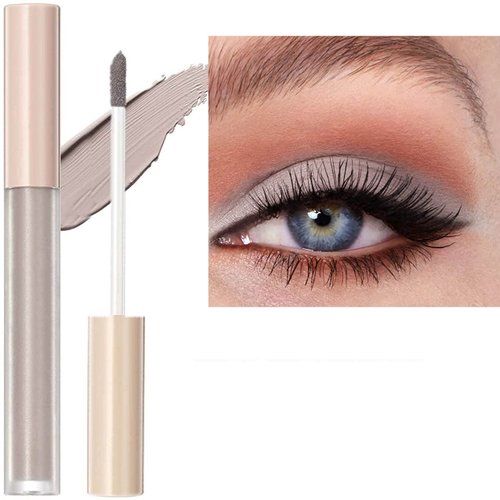 Daeuwiutr White Brown Glitter Eyeshadow, Nude Matte Liquid Eyeshadow Primer Base, Smooth Cream Shimmer Waterproof Eye Shadow Pencil Palette,Quick Lrying And Long Lasting (Cream Grey 2#)