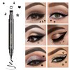 LOKFAR 6 Pcs Double-Side Liquid Eyeliner Stamp Pen Set, Eye Liners for Women Waterproof Eyeliner Pencil Black Eye-liner Stencils Long-Lasting Tattoo Makeup-Triangle,Star,Moon,Heart,Flower,Smiley