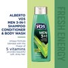 Alberto VO5 Mens 3-IN-1 Shampoo Conditioner and Body Wash - 12.5 Oz - Fresh Energy - 5 Essential Vitamins to Help Nourish and Hydrate Your Hair and Skin- Vitamin A, H, C, B5 and B3, multi (11304)