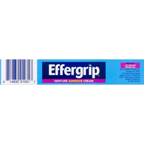 Effergrip Denture Adhesive Cream, Extra Holding Power, Minty Fresh, 2.5 Ounces Each (Value Pack of 2)