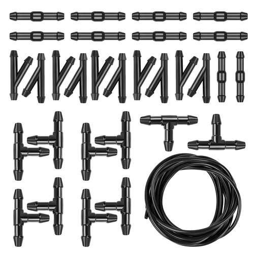 Gseigvee 30 PCS Car Windshield Washer Hose Kit, 13.1Ft/4M Washer Fluid Hose, I-Type Y-Type T-Hose Connector for Connecting Car Water Pumps and Nozzles, Universal Fitting for Most Cars (Black)