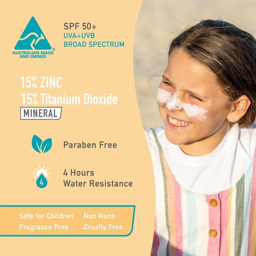 Sun Zapper Zinc Oxide Sunscreen Stick Mineral White SPF 50+ Water Resistant for Face & Body, Adults, Kids (0.42 Oz, 12g) Broad Spectrum Sun Block, Made in Australia