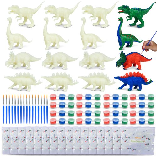 BONNYCO Dinosaur Party Favors for Kids Painting Kit Pack 16 Kids Party Favors, Dinosaur Goodie Bag Stuffers, Return Gifts for Kids Birthday, Pinata Stuffers, Paint Party Favors Prizes for Kids
