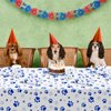 durony 121 Pieces Blue Paw Print Party Supplies Dog Birthday Tablecloth, Plates, Napkins, Forks and Paper Cups Decorations for Puppy Theme Party Supplies
