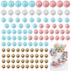 Acmee 115 PCS Ball Cake Toppers - Mini Balloon Cake Decorations Foam Ball Cupcake Picks DIY cake Insert Toppers for Gender Reveal Baby Shower Birthday Party- Blue Pink