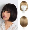 HSPJHTM Pale Blonde Bob Wigs,Short Bob Hair Wigs 10" Straight with Flat Bangs Synthetic Colorful Cosplay Daily Party Wig for Women Natural (Free Wig Cap)