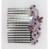 Faship Gorgeous Purple Rhinestone Crystal Floral Hair Comb