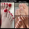 LuckForever 600pc French Tips Gel x Toenail Tips Short Square Clear Fake Toenail Soft Gel Toe Nail Tips French False Toe Nail Gel x French Toenail Tip for Gel X Acrylic Nails Extension Press Toenail