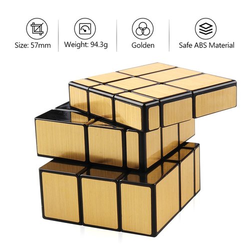 D-FantiX Shengshou Mirror Cube 3x3 Speed Cube Gold Mirror Blocks Cube 3x3x3 Different Shapes Puzzle Cube Toys for Kids Adult