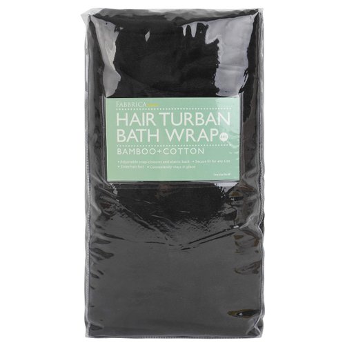 FABBRICA HOME Super Absorbent Quick Dry Spa Bath Wrap Shower Skirt and Hair Drying Turban - 2pc Set (One-Size, Black)