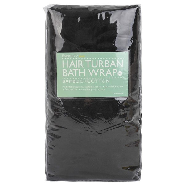 FABBRICA HOME Super Absorbent Quick Dry Spa Bath Wrap Shower Skirt and Hair Drying Turban - 2pc Set (One-Size, Black)