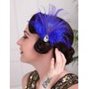 Aimimier 1920s Flapper Feather Hair Clip Royal Blue Headpiece Prom Party Roaring 20s Accessories for Women and Girls