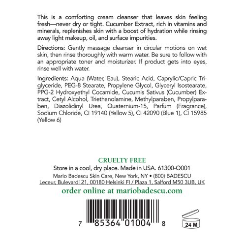 Mario Badescu Cucumber Cream Soap - Gentle, Creamy Facial Cleanser Infused with Vitamins and Minerals - Removes Light Makeup, Oil and Impurities - Face Wash Ideal for Combination or Dry Skin, 16 Fl Oz