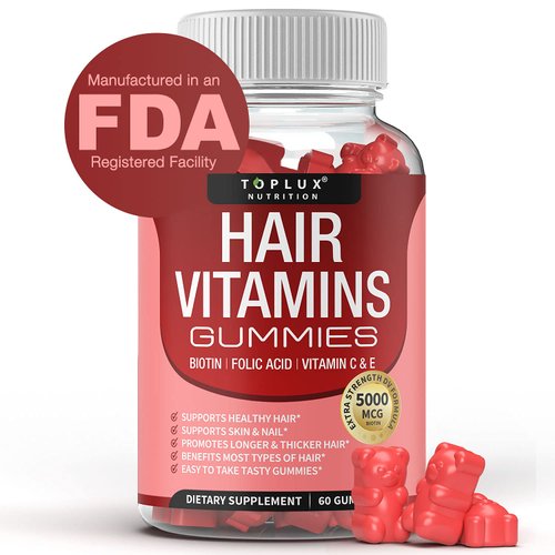 Hair Vitamins Gummies Supplement – Faster Hair Growth Gummy 5000mcg Biotin, Folic Acid, Vitamin C & E, Support Stronger & Thicker Hair, Skin, Nails, Non-GMO, for Men Women, 60 Berry Flavored Gummies