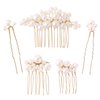 5PCS Pearl Hair Comb Set - Gold U-Shape Side Comb, Vintage Hair Clips, and Headpiece Accessories for Brides