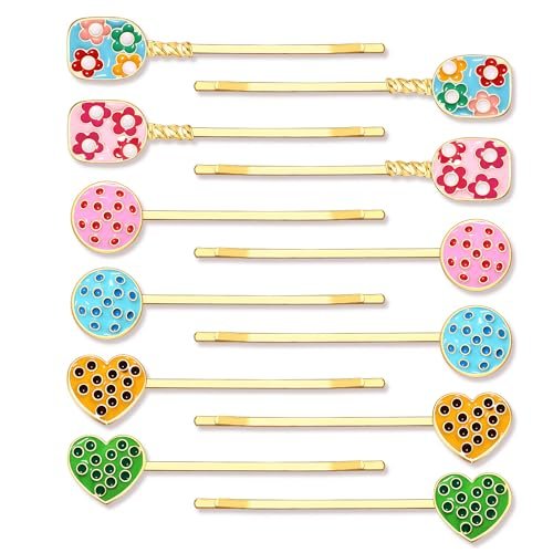 12PCS Pickleball Hair Clips for Women Colorful Pickleball Paddle Hairpins Sport Game Day Hair Bobby Pins Pickleball Hair Accessories Outfits Gifts Party Favors (Pattern C)
