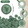 Moinchore 100 Pcs Wax Seal Stickers Rosemary Wedding Invitation Envelope Seal Self Adhesive Stickers Gold Sage Green Envelope Seals Stickers for Wedding Party Birthday Gift Wrapping(Sage Green)