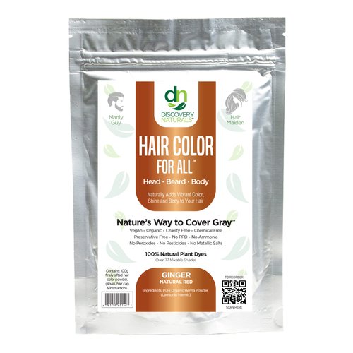 Red Henna Hair Color For All Kit | 100% All Natural Hair Dye & Beard Dye Powder (Ginger Natural Red) Organic, Herbal & Vegan Chemical & Cruelty Free Permanent Gray Coverage & Tinting