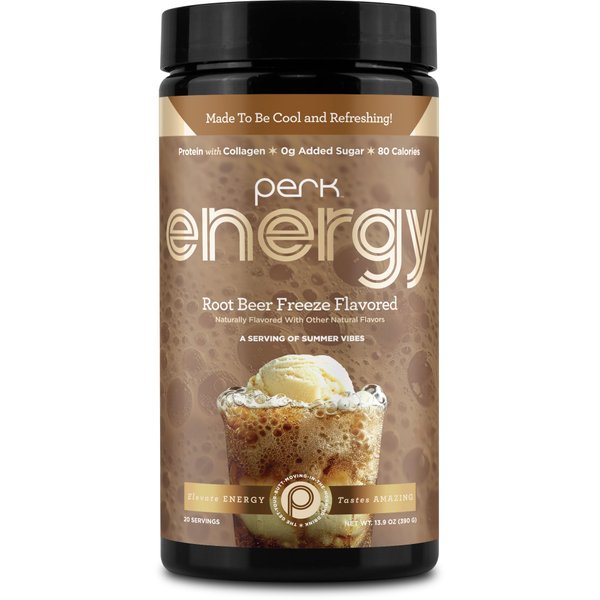 Perk Energy Original Root Beer Freeze Flavored (20 Servings) - Gluten Free, Soy Free and Peanut Free
