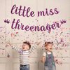 Maicaiffe Little Miss Threenager Banner - Girl's 3rd Birthday Party Decor - Three Years Old - Princess 3rd Birthday Party Decorations, Purple Glitter