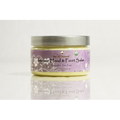 Bee All Natural Organic Intense Hand and Foot Salve, 4-Ounce Jar (Lavender & Tea Tree)