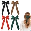 4PCS Silky Satin Hair Bows Hair Clip Black Red Hair Ribbon Clips for Women Ponytail Holder Hair Accessories Alligator Clips Bow for Women Girls Toddlers Teens Kids