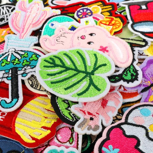 NICEVINYL Iron on Patches for Clothing: 100Pcs Random Assorted Styles Funny Patch Repair Embroidered Appliques for Clothes Sew on/Iron on Jackets Backpacks Hat Dress Fabric for DIY Accessories